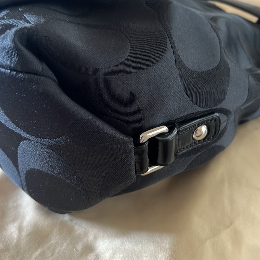EUC COACH BLACK BROOKE SIGNATURE SATEEN CONVERTIBLE HOBO SHOULDER BAG #17183 - Picture 6 of 15